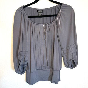 Sam & Max Women's Gray Puff Sleeve Off Shoulder Top Blouse Size Medium